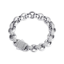 Load image into Gallery viewer, Iced Out Circle Cuban Link Bracelet - Sliver - Alliceonyou