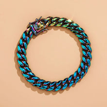 Load image into Gallery viewer, TOPGRILLZ 10,14mm Polished Stainless Solid Colorful Rainbow Cuban Link Chain Bracelet for Men and Women Hip Hop Personality Jewelry