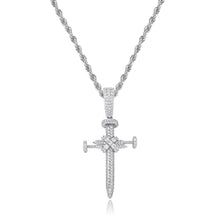 Load image into Gallery viewer, JINAO Hip Hop Iced Out CZ Nail Cross Necklace 18K Gold Plated Simulated Diamond Pendant for Men
