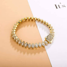 Load image into Gallery viewer, 8MM Marquise Cut Cluster Tennis Bracelet - GOLD - Alliceonyou