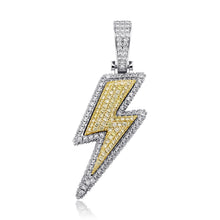 Load image into Gallery viewer, JINAO Hip Hop Lightning Bolt Design Pendant 18k Gold Plated Iced Out CZ Pendant Necklace with Micropave Simulated Diamond for Men Women