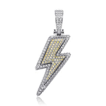 Load image into Gallery viewer, JINAO Hip Hop Lightning Bolt Design Pendant 18k Gold Plated Iced Out CZ Pendant Necklace with Micropave Simulated Diamond for Men Women