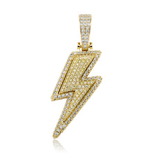 Load image into Gallery viewer, JINAO Hip Hop Lightning Bolt Design Pendant 18k Gold Plated Iced Out CZ Pendant Necklace with Micropave Simulated Diamond for Men Women