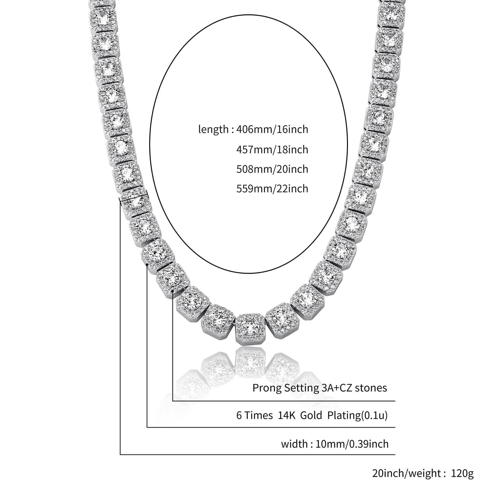 10MM Clustered Tennis Chain - SLIVER - Alliceonyou