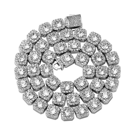 10MM Clustered Tennis Chain - SLIVER - Alliceonyou