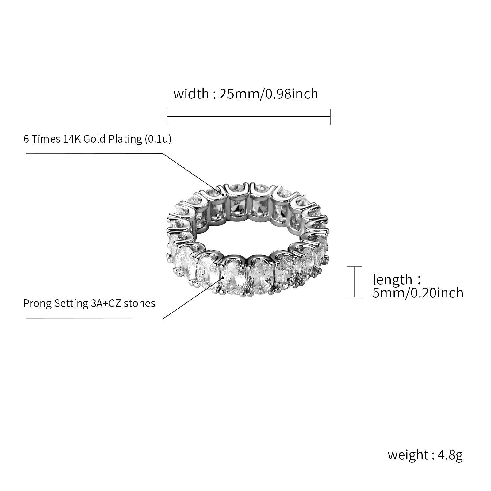 Single Row Diamond Ring - Sliver - Alliceonyou