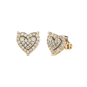 Iced Heart Earrings - Gold - Alliceonyou