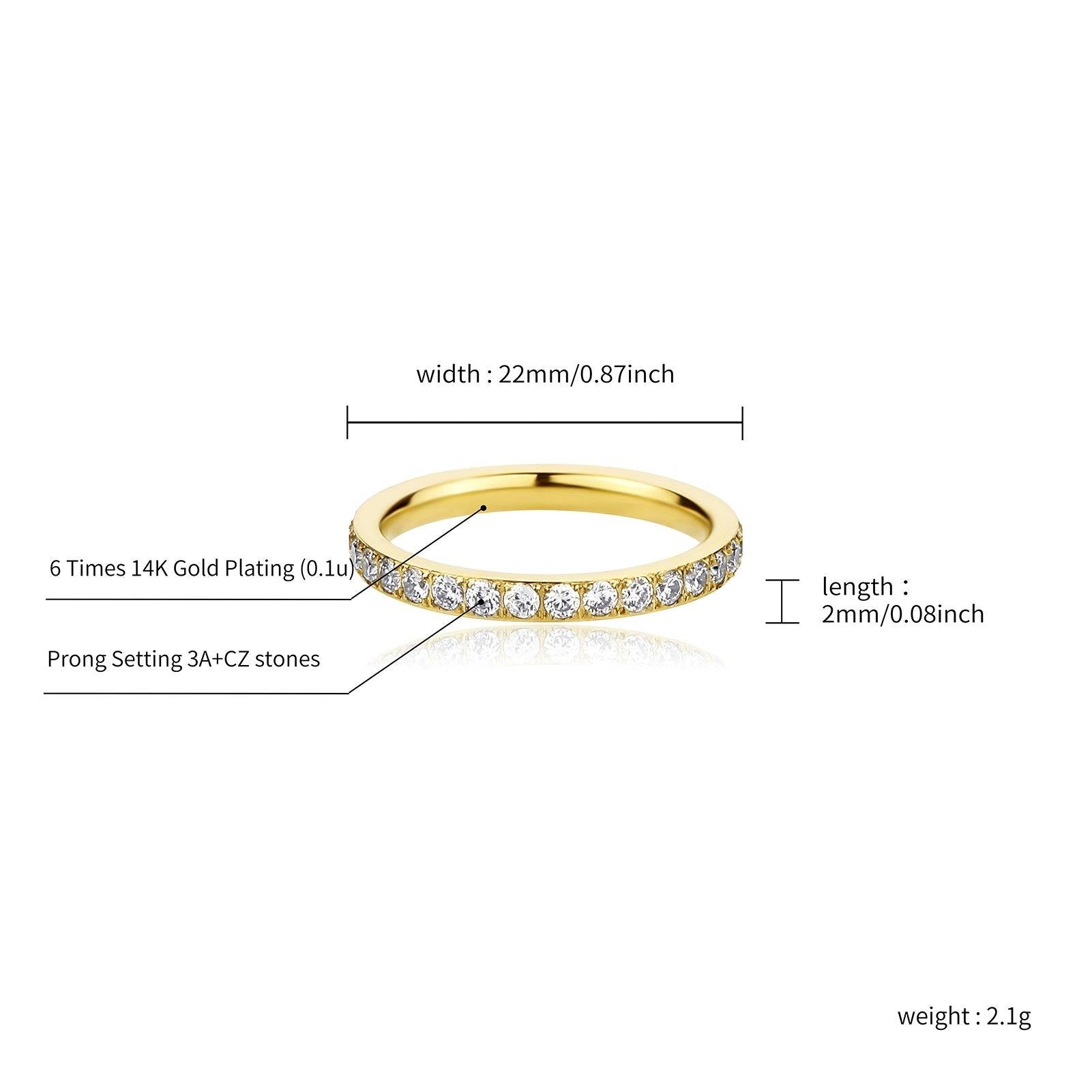 2MM Single Round Rings -Gold - Alliceonyou