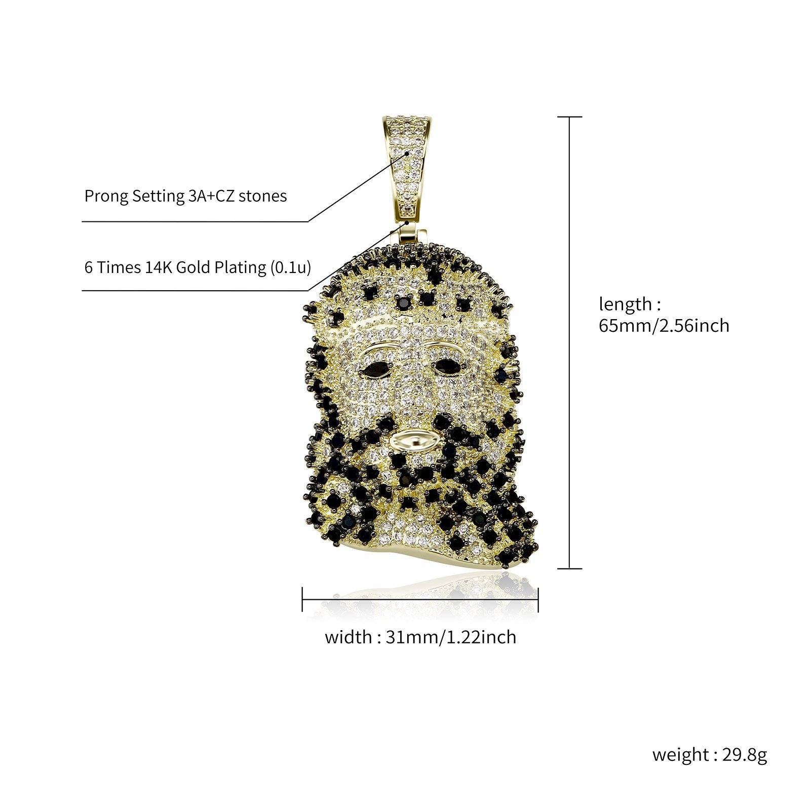 Gold Black Stone Jesus Pendant - Alliceonyou