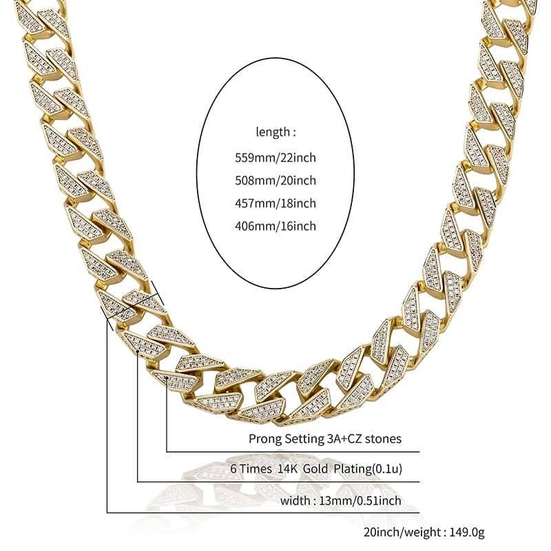 13MM Prong Link Choker Chain - GOLD - Alliceonyou