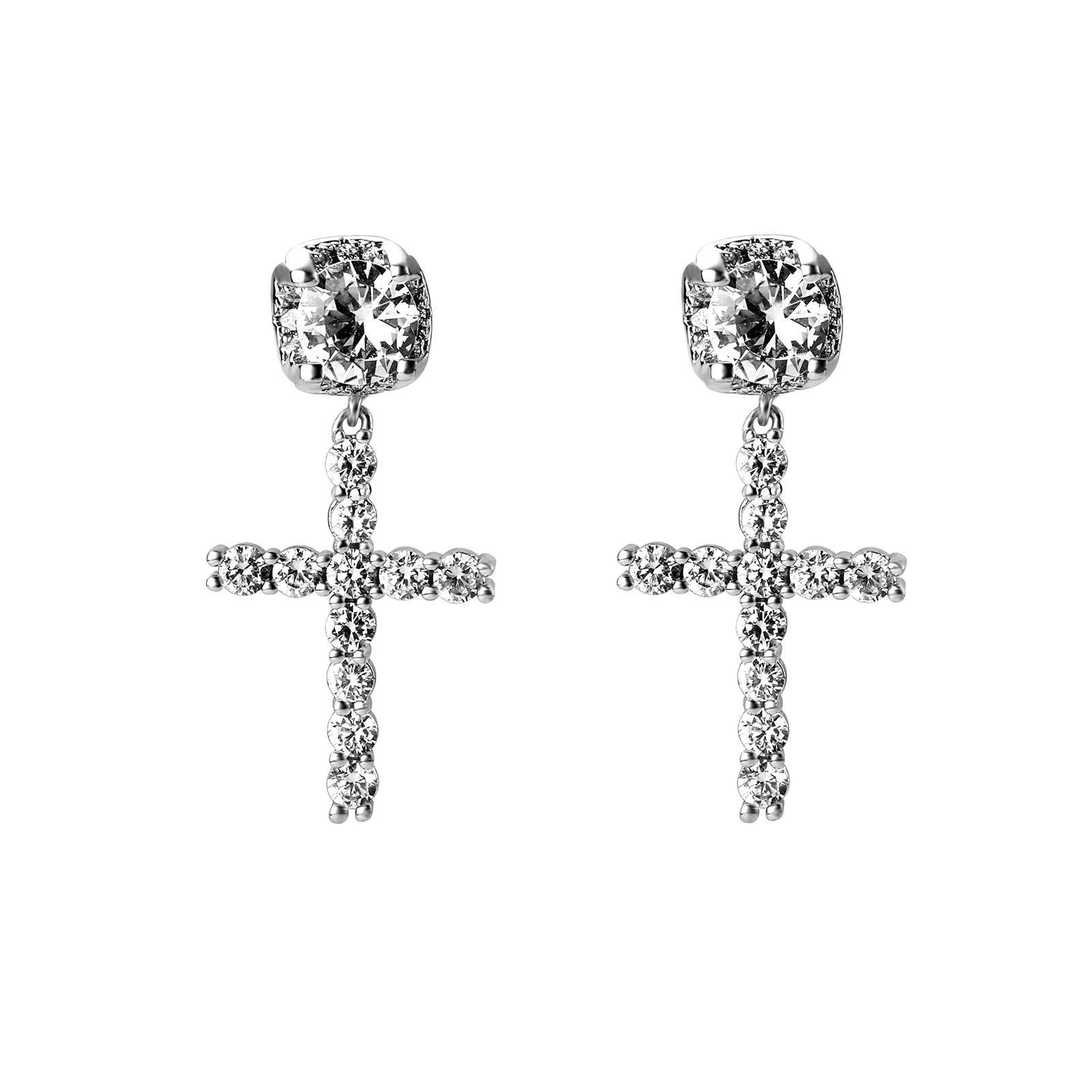 Iced Ankh Cross Earrings - Sliver - Alliceonyou