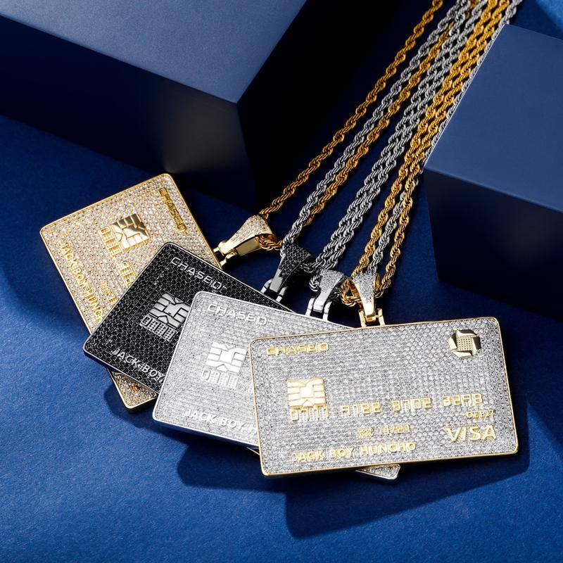 Custom Gold Platted Diamond Credit Card Necklace - Alliceonyou