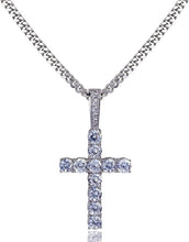 Load image into Gallery viewer, TOPGRILLZ 14K Gold&amp;Silver Plated Solid Iced out CZ Lab Cubic Zirconia Cross Pendant Necklace for Men Women Stainless Chain
