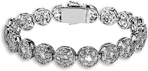 Tennis Bracelet for Women 1 Row 10mm 14K Gold Plated Iced Out CZ Zircon Solitaire Cluster Lab Diamond Tennis Link for Men Women Fashion Birthday Gifts