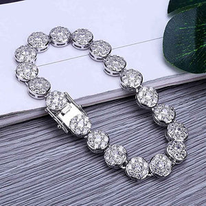 Tennis Bracelet for Women 1 Row 10mm 14K Gold Plated Iced Out CZ Zircon Solitaire Cluster Lab Diamond Tennis Link for Men Women Fashion Birthday Gifts