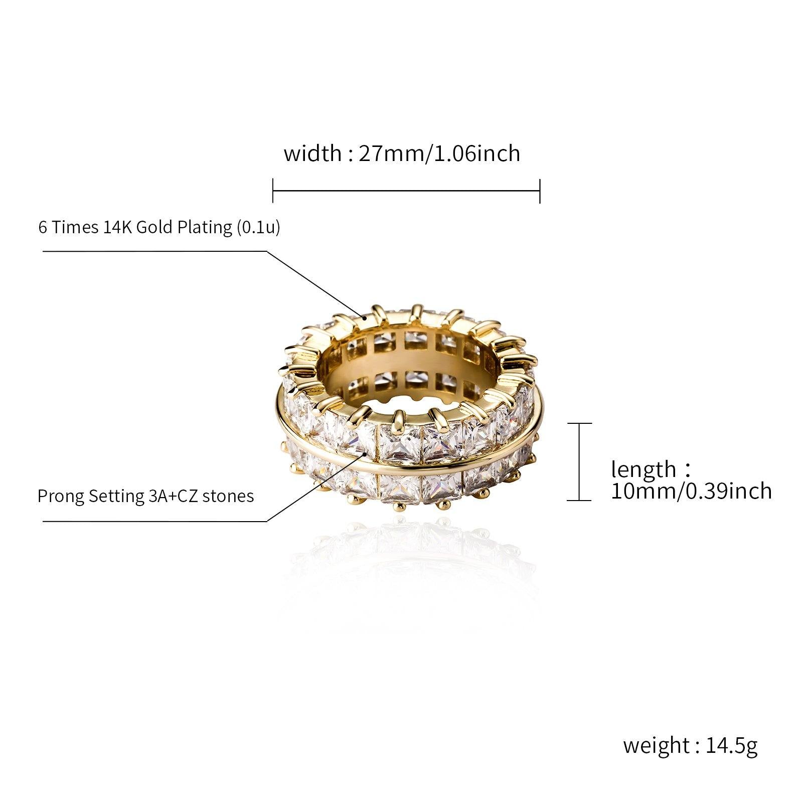 Double Row Diamond Ring - Gold - Alliceonyou