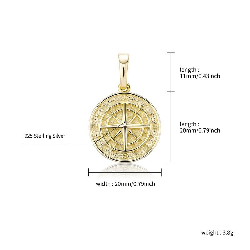 925 Compass Pendant - GOLD - Alliceonyou