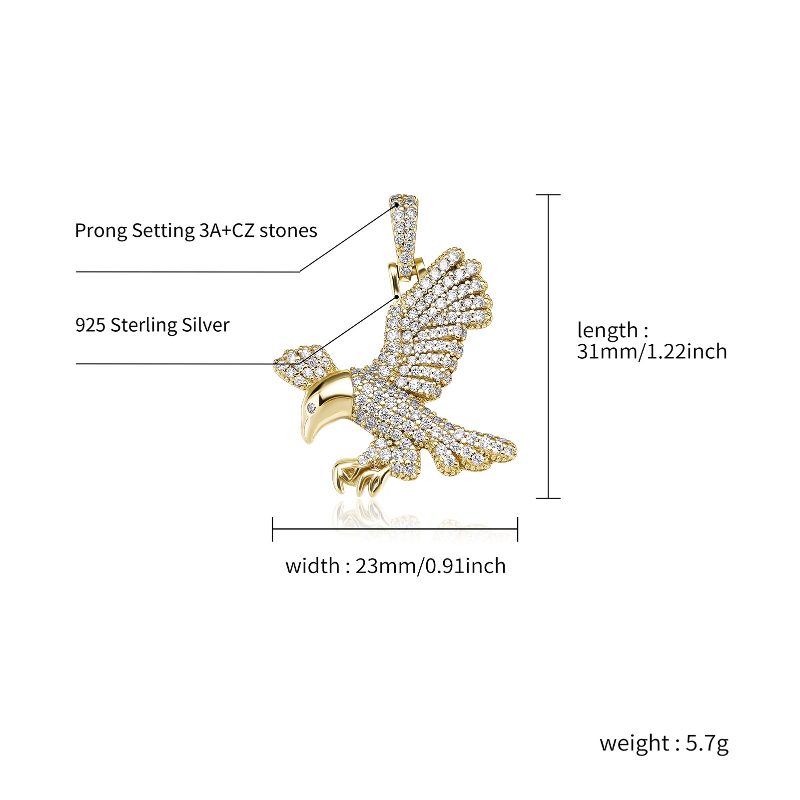 925 Eagle Pendant - Gold
