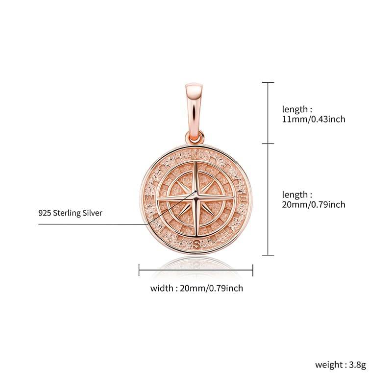 925 Compass Pendant - ROSE GOLD - Alliceonyou