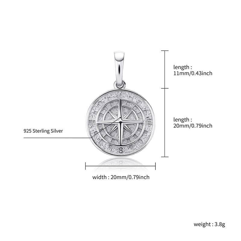 925 Compass Pendant - SLIVER - Alliceonyou