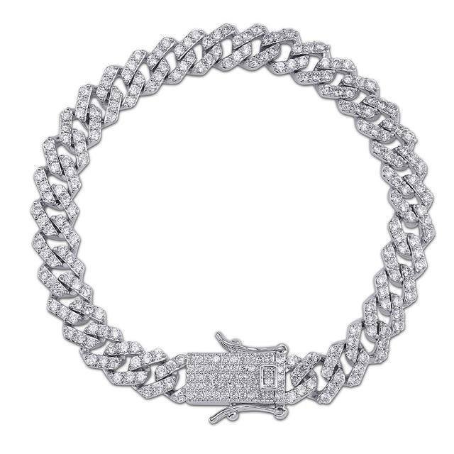 Iced Out Cuban Chain Bracelets -SILVER - Alliceonyou