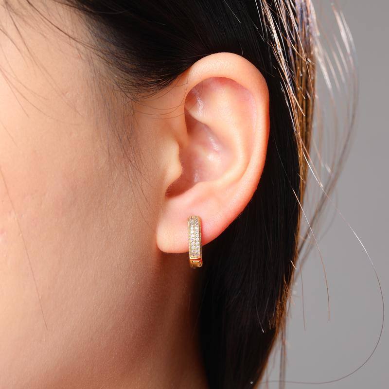 Ice Out Stud Earrings Bling Fully - GOLD - Alliceonyou