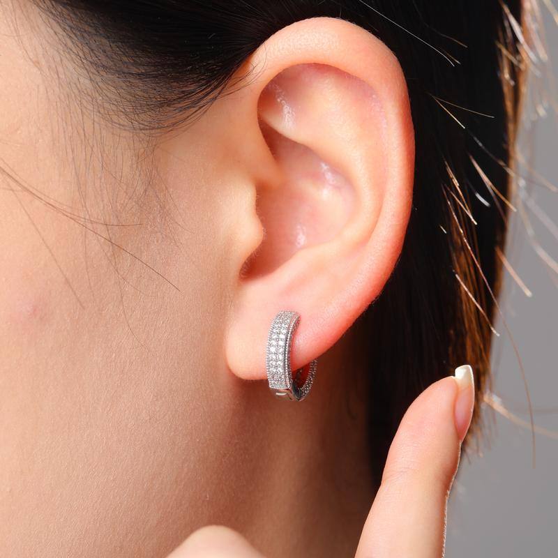 Ice Out Stud Earrings Bling Fully -SILVER - Alliceonyou