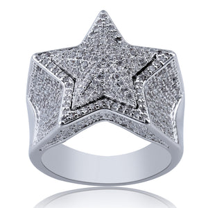 3D Star Punky Rappers Ring For Men-Silver