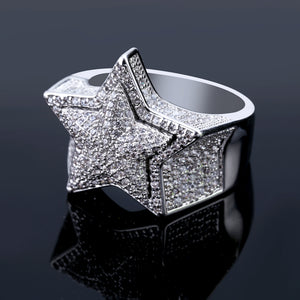 3D Star Punky Rappers Ring For Men-Silver