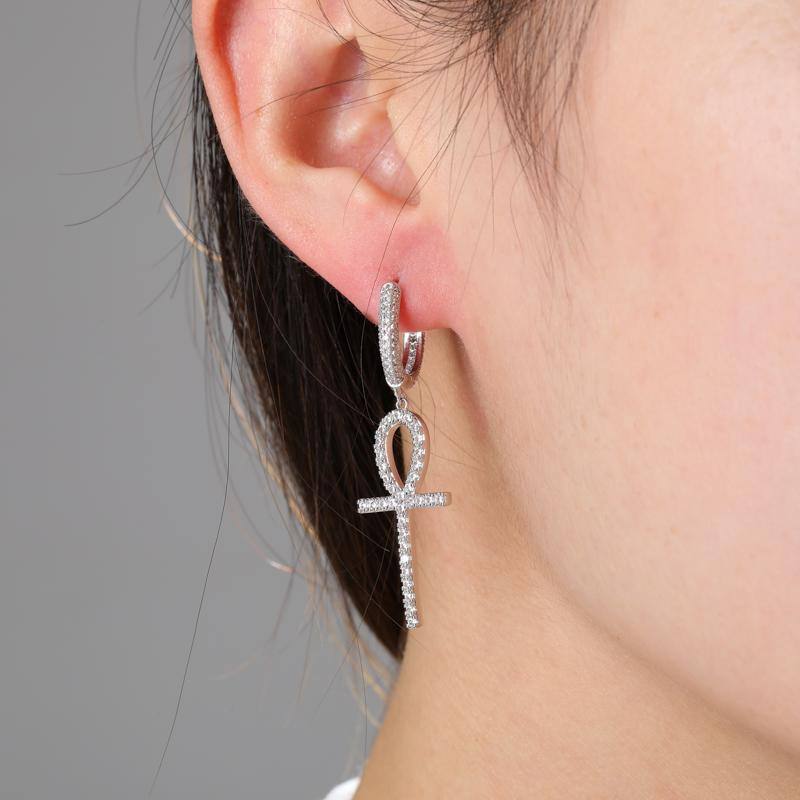 Ankh Cross Earrings - SILVER - Alliceonyou