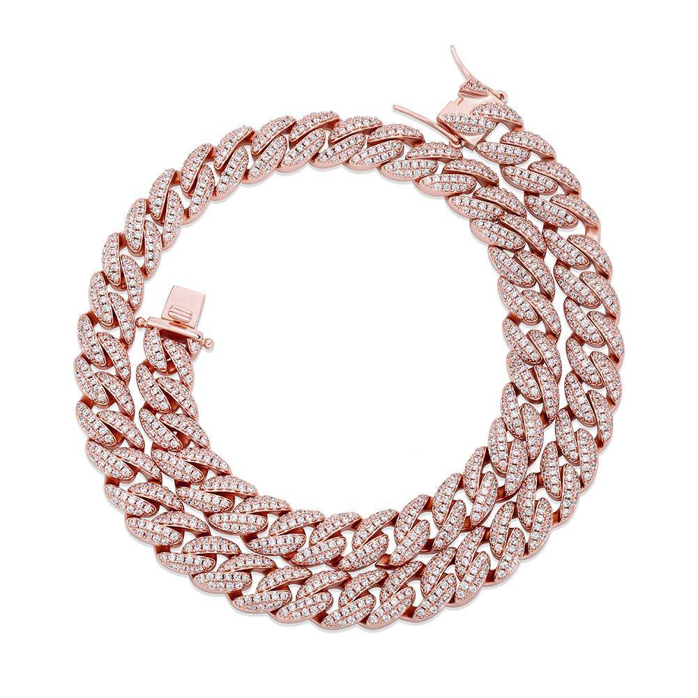 9MM Baguette Iced Link Chains - ROSE GOLD - Alliceonyou