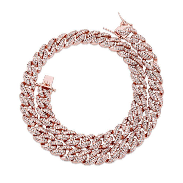 9MM Baguette Iced Link Chains - ROSE GOLD - Alliceonyou