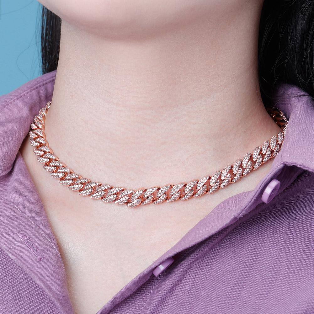 9MM Baguette Iced Link Chains - ROSE GOLD - Alliceonyou