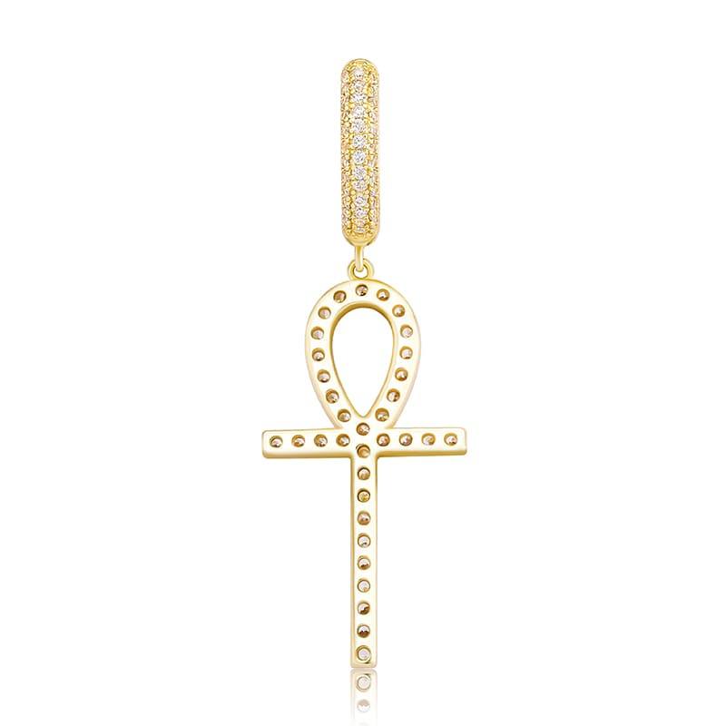 925 Ankh Cross Earrings - GOLD - Alliceonyou