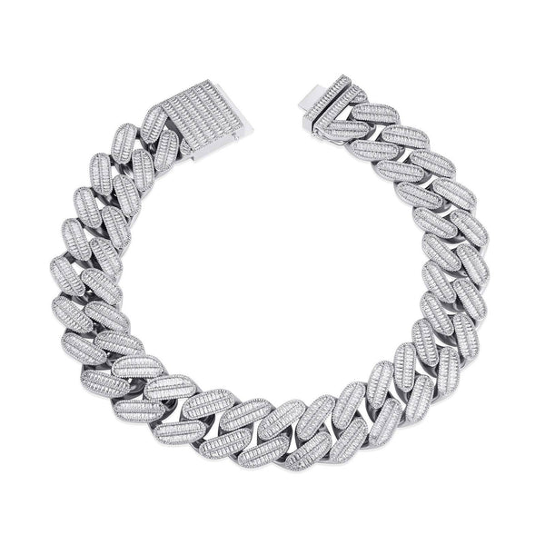 39MM Baguette Lab Cuban Chain -SILVER - Alliceonyou