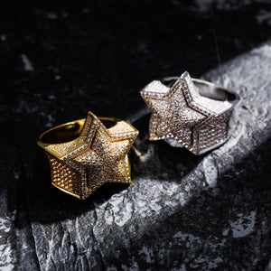 3D Star Punky Rappers Ring For Men-Silver