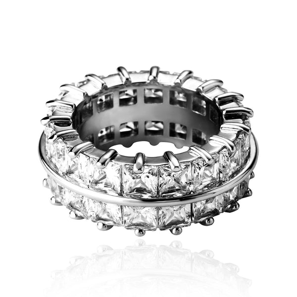 Double Row Diamond Ring - Sliver - Alliceonyou