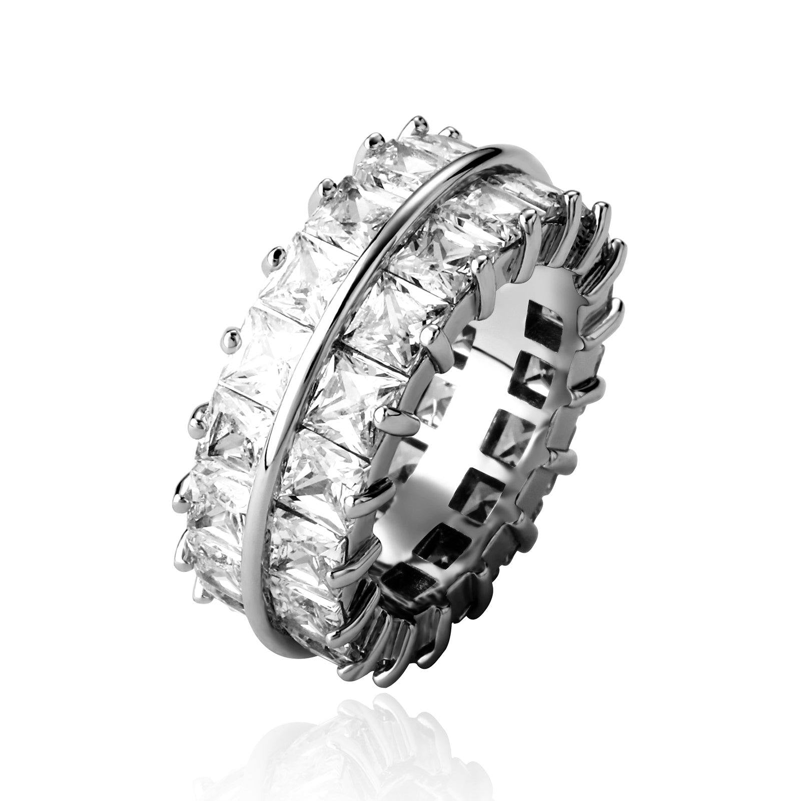 Double Row Diamond Ring - Sliver - Alliceonyou