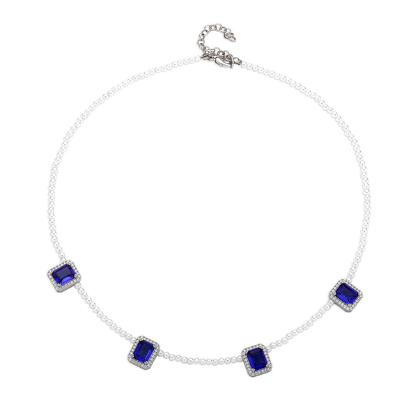 Gemstone Pearl Chain - Blue - Alliceonyou