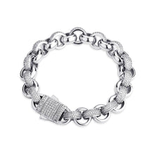 Load image into Gallery viewer, Iced Out Circle Cuban Link Bracelet - Sliver - Alliceonyou
