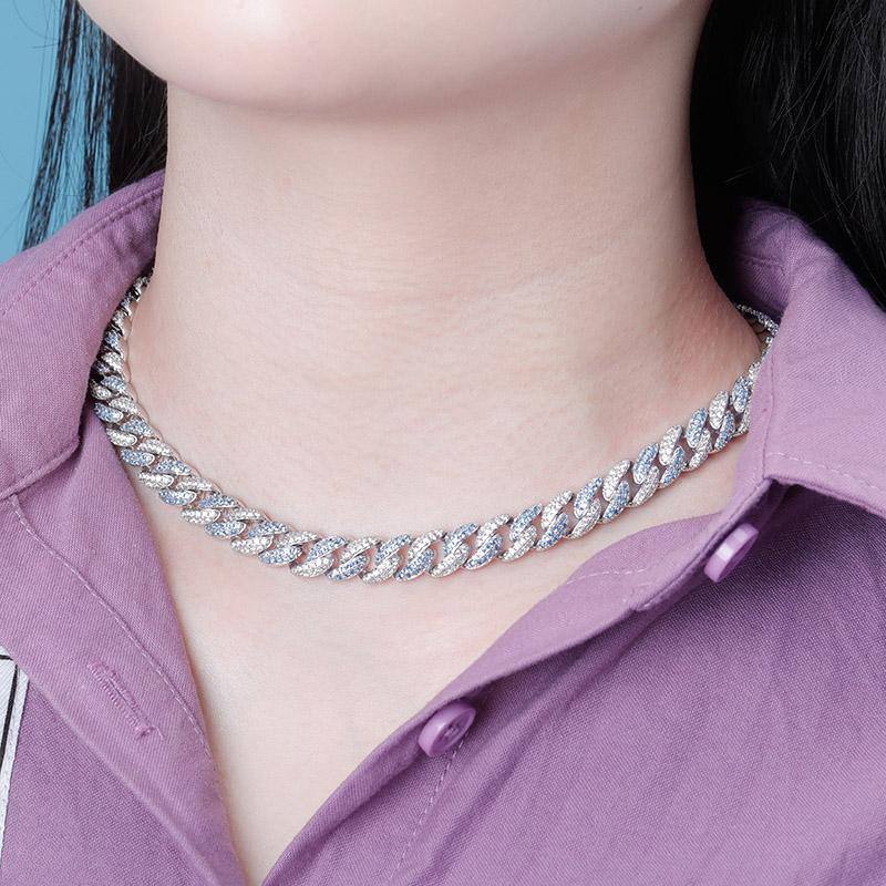 9MM Iced Link Chains - PINK SILVER - Alliceonyou