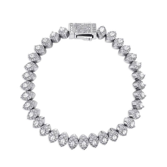 8MM Marquise Cut Cluster Tennis Bracelet - SLIVER - Alliceonyou