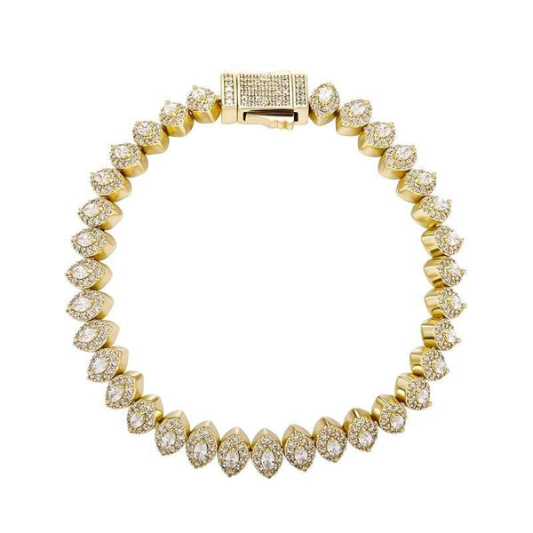 8MM Marquise Cut Cluster Tennis Bracelet - GOLD - Alliceonyou