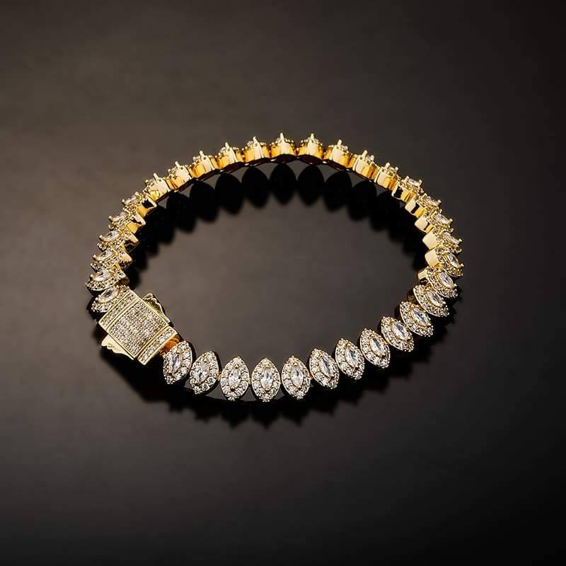 8MM Marquise Cut Cluster Tennis Bracelet - GOLD - Alliceonyou