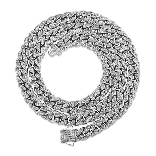 8MM Baguette Cuban Link Chain - SLIVER - Alliceonyou