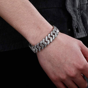 8MM Baguette Cuban Link Bracelets - SLIVER - Alliceonyou