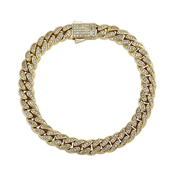 8MM Baguette Cuban Link Bracelets- GOLD - Alliceonyou