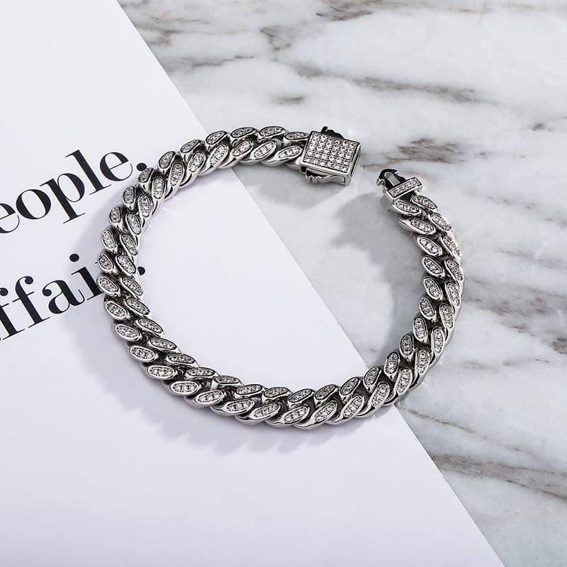 8MM Baguette Cuban Link Bracelets - SLIVER - Alliceonyou