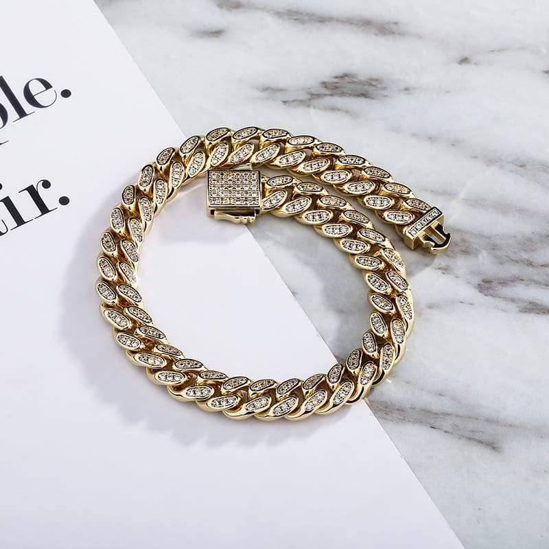 8MM Baguette Cuban Link Bracelets- GOLD - Alliceonyou