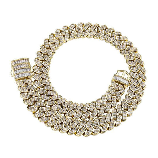 15MM Baguette Cuban Link Chain - GOLD - Alliceonyou